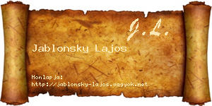 Jablonsky Lajos névjegykártya